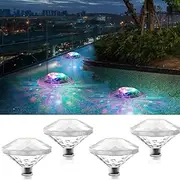 Proxima Direct 4 Pack Pool Lights Floating RGB Color Changing Battery Powered Swimming Pool Lights IP67 Waterproof LED Pool Accessories 8 Lighting Modes for Outdoor Pool Party Pond Decor