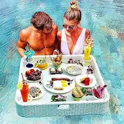 Creative Square Floating Tray Floating Tray Table & Bar Swimming Pool Floating Plate for Sandbars Spas & Parties 80x80x15cm / 31.5x31.5x5.9inch Brown