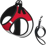 Flag of Monaco print Dog Harness and Leash Set, Reflective Adjustable Puppy Vest for Small Medium Large Dogs, Cats