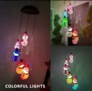 Solar Snowman Wind Chime Lights Colorful LED String Outdoor Color Changing Light