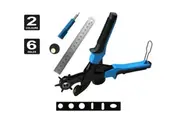 Vivva Multi-Size Revolving Leather Belt Eyelet Hole Punch Puncher Plier Craft Tool 10" 3 Rounds 2 FLATS 1 OVAL(Blue/Red)