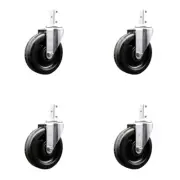 5 Inch Phenolic Wheel Swivel 3/4 Inch Square Stem Caster Set Service Caster