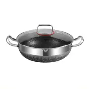 30cm Stainless Steel Non-Stick Frying Pan with Glass Lid Silver