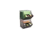 Onyx Stackable Mesh Storage Bin, 4-Compartment, 14 X 15 1/2 X 11 3/4, Black