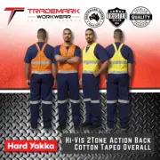 Hard Yakka Mens Hi-Vis Action Back Taped Work Overall (Y01055) 72-132 RRP$149.95