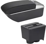Arm Storage Box for VW for Polo Mk5 6R for Vento 02-09 Car Armrest Box Armrest Storage Box Car Armrest Box Storage Box(D3 Black White Nousb)