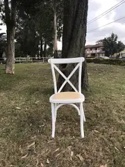 Crossback Dining Chair White Stackable Seat Sofa Lounge Tub 48x91cm