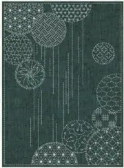 Sashiko Pre-printed Panel - QH Textiles - WINDCHIMES - HFNP22BL-01A - Blue-Green