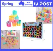 48pc/Box Mini Assorted Rainbow Magic Spring Elastic Multi-Shaped Neon Trippy Toy