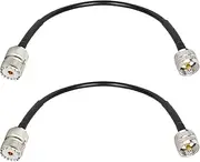MOOKEERF PL-259 UHF CB Coax Cable 1FT, RG58 PL-259 UHF Male to Female Low Loss CB Radio Cable for HAM Radio, Antenna Analyzer, Dummy Load, SWR Meter (2PCS)