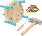PHENOFICE Funny Wooden Pounding Workbench for 1 Set Colorful Nailing Table for Hand Eye Coordination and Engaging Hammering Game for