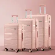 3pcs Luggage Suitcase Trolley Set Travel PP Case TSA Lock Storage Pink