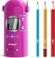 AFMAT Electric Pencil Sharpener for Colored Pencils, Fully Automatic Robot Pencil Sharpener, Auto in & Out, Rechargeable Hands-Free for 7-11.5mm Jumbo Pencils, Home, Classroom