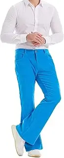[Wbestwind] Men's Relaxed Vintage 60s 70s Corduroy Slim Bell Bottom Stretch Fit Classic Comfort Flared Flares Retro Leg Pants