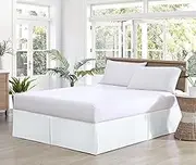 Cotton Delight Bed Skirt Queen Size 100% Natural Cotton 820 Thread Count Premium Tailored Fit 1pc Bedskirt Queen Size 18" Drop Length White Solid