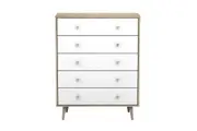 5 Drawer Chest of Drawers Tallboy Dresser | Scandinavian Style for Elegant Storage