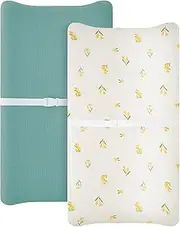 2 Pack Muslin Changing Pad Cover for Girls, 100% Cotton Fitted Baby Diaper Changing Table, Soft and Breathable for Standard Changing Table Topper 32"x16"x3", Green