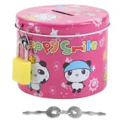 Cylinder Cartoon Print Piggy Bank Coin Money Saving Box w Padlock S1Z87724