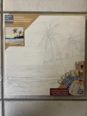 Paint by Number Palm Tree Beach Canvas 12x12 (canvas only)