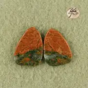 EA18610# 1 Pair Natural genuine Gemstone matched Unakite earrings Cab