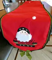 Vintage Felt Santa Table Runner Red, Green 70" x 14"