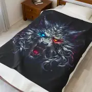 Wolf Plush Blanket, Cozy Throw for Home Decor, Animal Lover Gift, Faux Fur