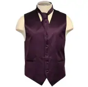 New Brand Q formal Men's wedding tuxedo vest waistcoat_Necktie Deep Dark Purple