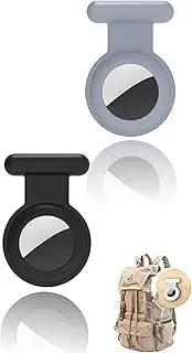 Honwor Kids Safety 2-Pack Holder Case with Hidden GPS Tracker - Durable Silicone & Brooch Pin Design - Grey & Black