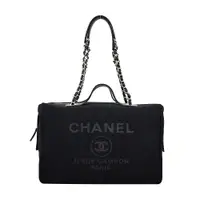 在飛比找PChome24h購物優惠-CHANEL 經典Deauvill帆布鏈帶方形手提/肩背包(