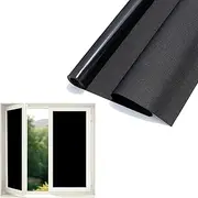 Blackout Window Film Removable Privacy Tint Dark Static Cling Light Blocking Sticker for Bathroom Living Room Bedroom Kitchen Decor (Black,45x200cm)