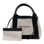 【BALENCIAGA 巴黎世家】NAVY系列帆布X牛皮飾邊手提/肩背托特包(黑390346-AQ38N-1000)