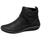 Women's Vintage Leather Boots Flat Waterproof Shoes Winter Round Toe Ankle Boots