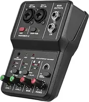 SHUAIGUO-1 Audio Interface Professional Recording Sound Card 16bit/48kHz Mini USB Audio Interface Sound Card 2-In & 2-Out with 48V Phantom Power USB-B Cable Studio Recording Equipment for Music Record