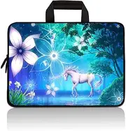 RUYIDAY 14 15 15.4 15.6 inch Laptop Handle bag Computer Protect Case Pouch Holder Notebook Sleeve Neoprene Cover Soft Carrying Travel For Dell Lenovo Toshiba HP Chromebook ASUS Acer (Unicorn & Flower)