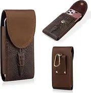 Hengwin Leather Phone Holster Fit for iPhone 16 Pro Max 15 Pro Max 14 Pro Max 13 Pro Max Samsung Galaxy S25 Ultra S24 Ultra S23 Ultra Note9 Holster Belt Clip Pouch Case Cell Phone Holder (RetroBrown)