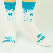 Solo Warrior Women’s Cycling Compression Socks, Women’s Size 5-10, White/Teal