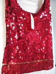 VERMANI ~ RED SEQUIN CAMISOLE / TANK TOP SMALL