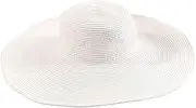 [Bamboopack] Womens Wide Brim Straw Sun Hat Folable Floppy Sun Hat Summer UV Protection Beach Cap UPF 50Womens Wide Brim Straw Sun Hat Folable Floppy Sun Hat Summer UV Protection Beach Cap UPF 50(White), White,