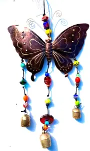 Moksha Coppertone Large Butterfly with Beads and Nano Bell Wind Chime