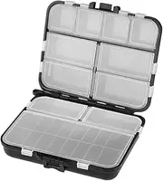 26 Box Bait Box Bins Fishing Lure Stackable Outdoor Lid Supply Lures Live Fishing Compartment Organizer Cube Utility Minnow Seat Baskets Deck Make Organiser Remover Plastic Black
