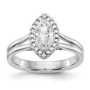 14kw Marquise Halo Simulated Diamond Split Shank Engagement Ring