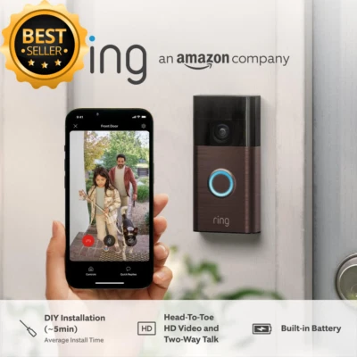 Battery Video Doorbell | DIY Wireless Video Doorbell Camera with Head-To-Toe Vie