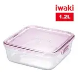 在飛比找遠傳friDay購物優惠-【iwaki】日本耐熱玻璃方形微波保鮮盒1.2L-粉