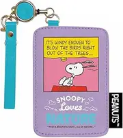 [K&Company] Ki Company ES495B Snoopy Pass Case with Reel Purple, H 4.1 x W 2.8 x D 0.2 inches (106 x 73 x 7 mm)