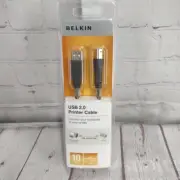 Belkin USB 2.0 Computer Printer Cable Black 10ft USB-A to USB-B