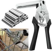 Sausage Clipper Pliers, Type M Nail Ring Pliers, Hog Ring Pliers Kit, Plastic Handle Wire Fastening Pliers, Fence Pliers with 600 M Clips for Fence Attachment, Upholstery Installation, Animal Cage,