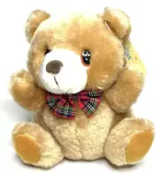 RUSS Teddy Bear Luv Pets Small Plush Brown w/ Red Plaid Bow New with Tag