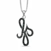 0.25 CT. T.W. Enhanced Black Natural Diamond "H" Initial Pendant in Sterling Silver