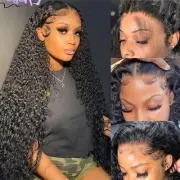 Deep Wave Lace Front Wigs Human Hair 180 Density 13x4 HD Transparent Frontal ...