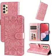 Compatible with Samsung Galaxy A52 5G / A52 4G Cover,Compatible with Samsung Galaxy A52s 5G [TPU+PU Leather] Card Slot Flip Kickstand Case Pink